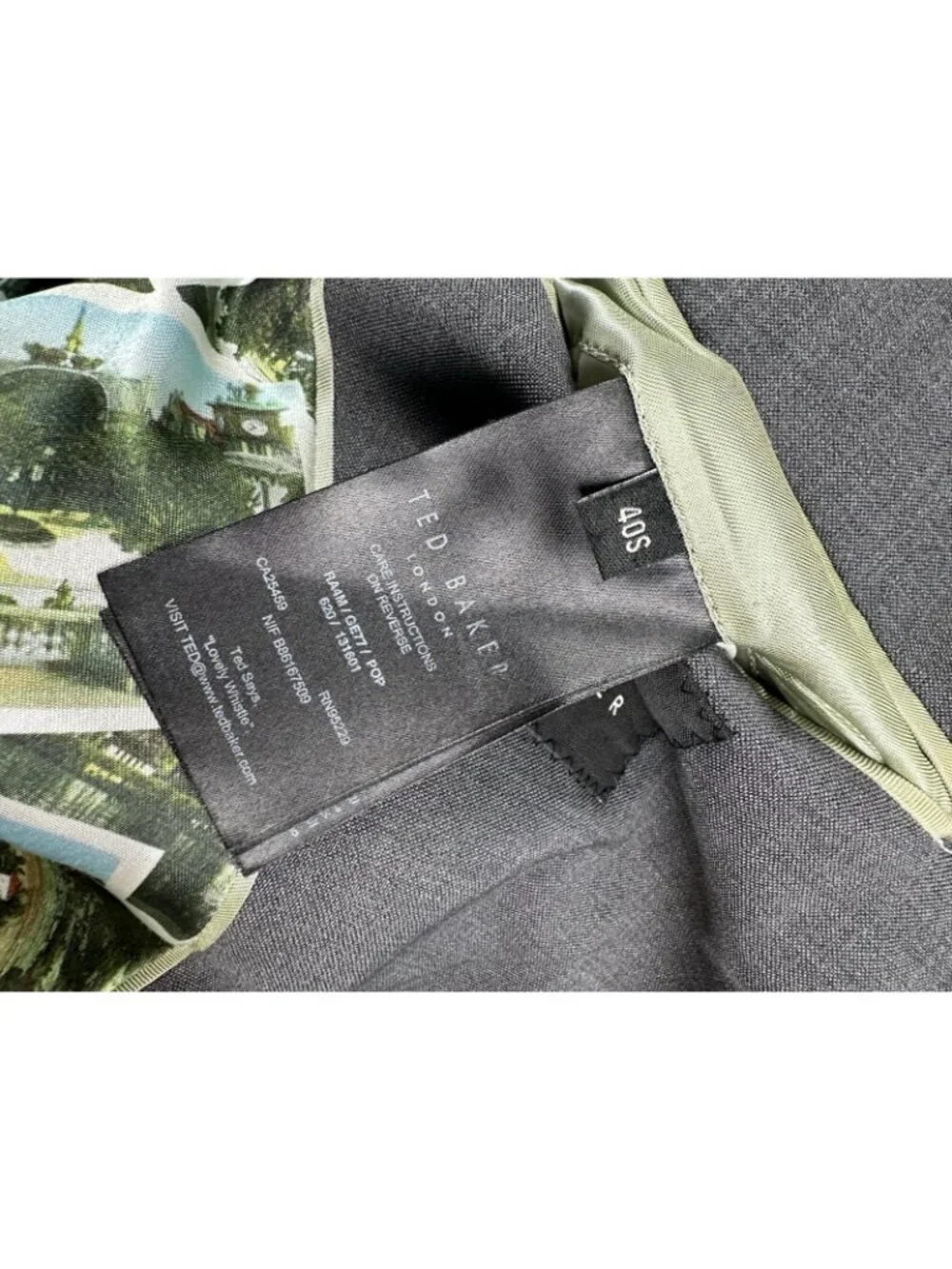 Ted Baker Mens Blazer Gray 40S 100% Wool Modern Sports Coat Blazer Suit Jacket